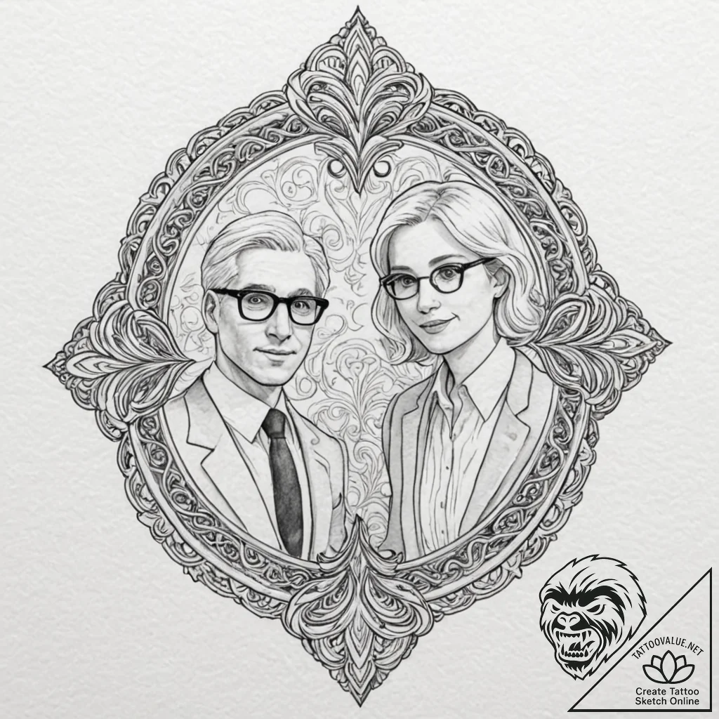A watercolor tattoo of the main characters fr... - tattoo sketch (№1751105675_0, 28.06.2025 10:14) — tattoovalue.net
