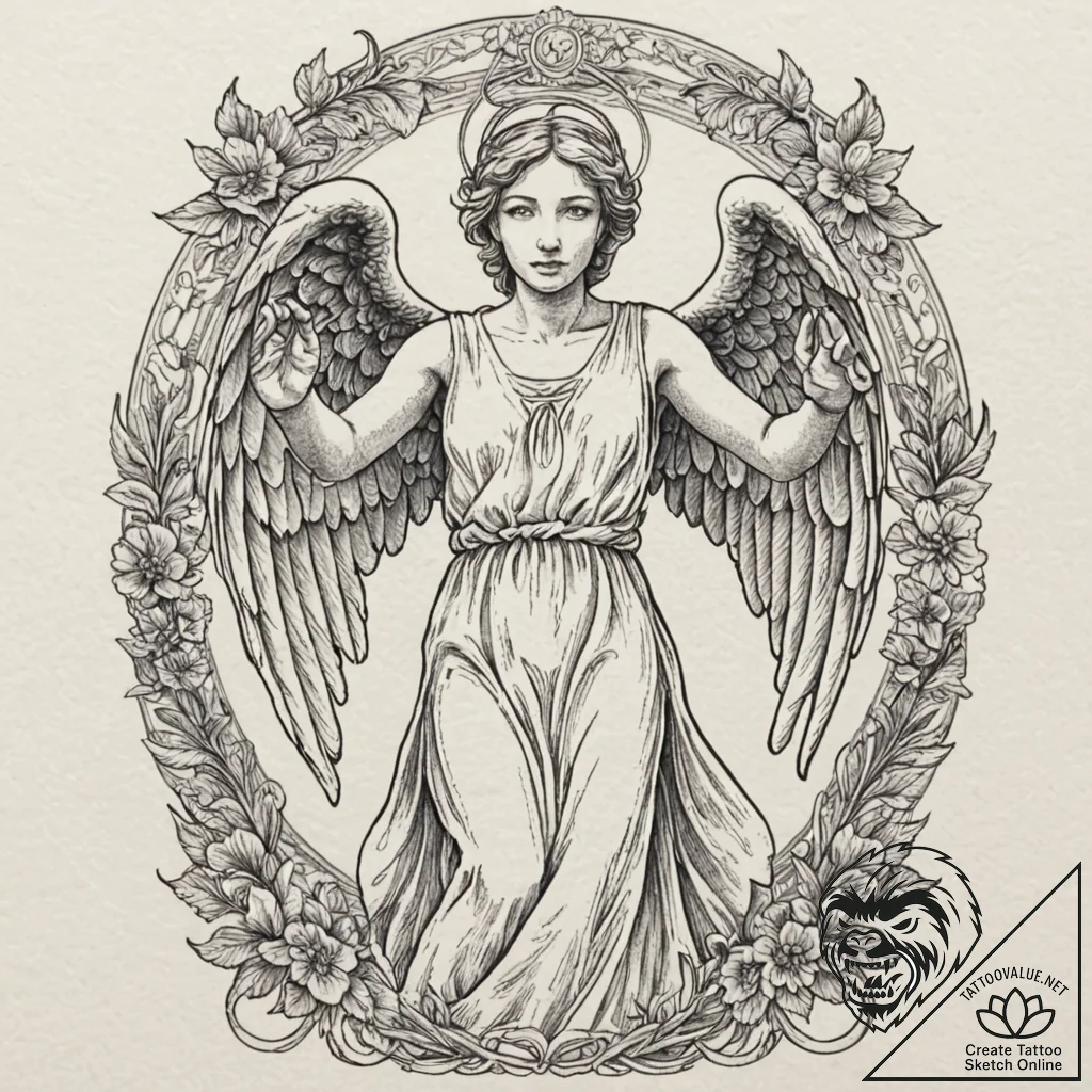 A linework tattoo of a weeping angel from doc... - tattoo sketch (№1751105784_0, 28.06.2025 10:16) — tattoovalue.net
