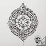 A mayan calendar stone, tattoo line art, mini… – tattoo sketch (№1751106018_0, 28.06.2025 10:20) — tattoovalue.net