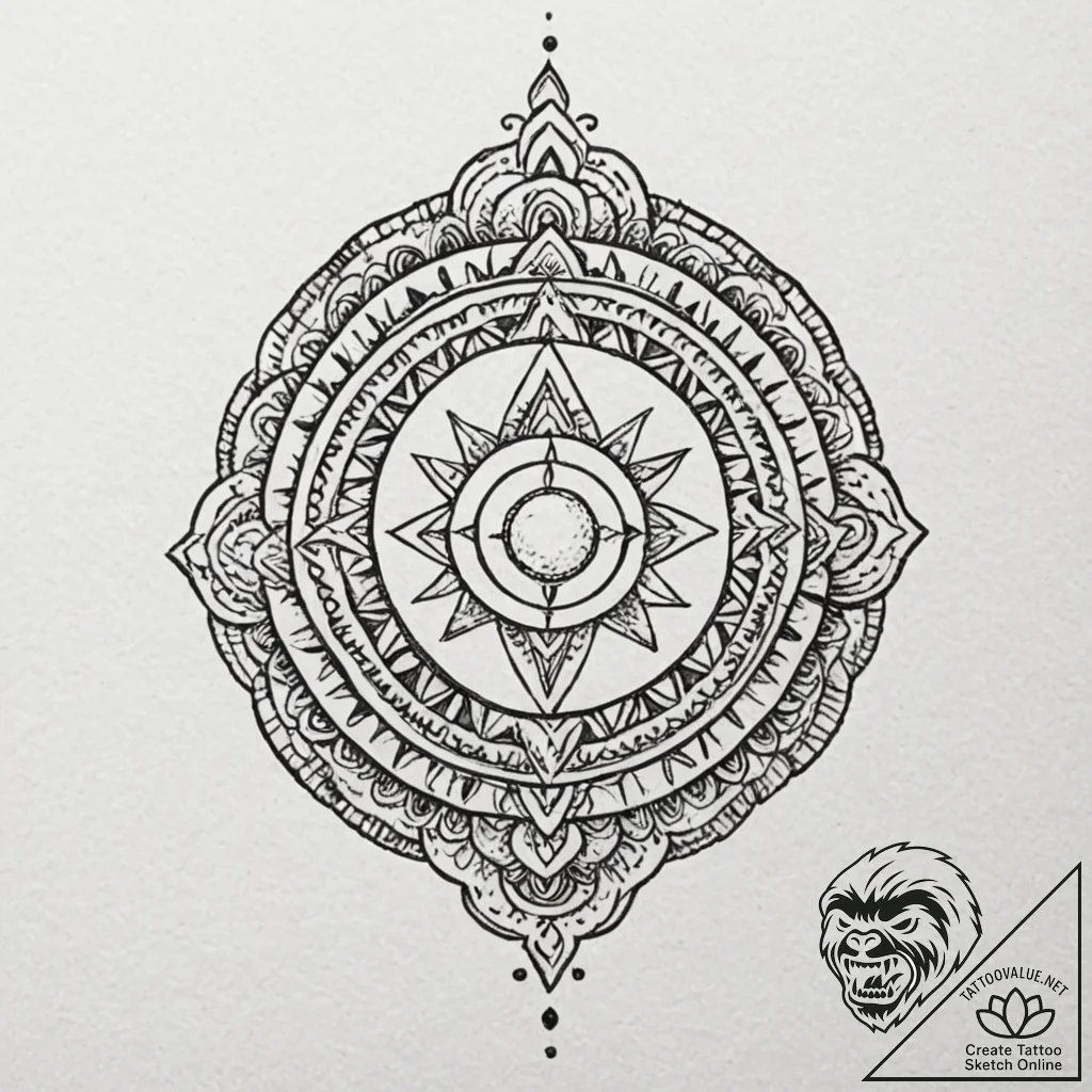 A mayan calendar stone, tattoo line art, mini... - tattoo sketch (№1751106018_0, 28.06.2025 10:20) — tattoovalue.net