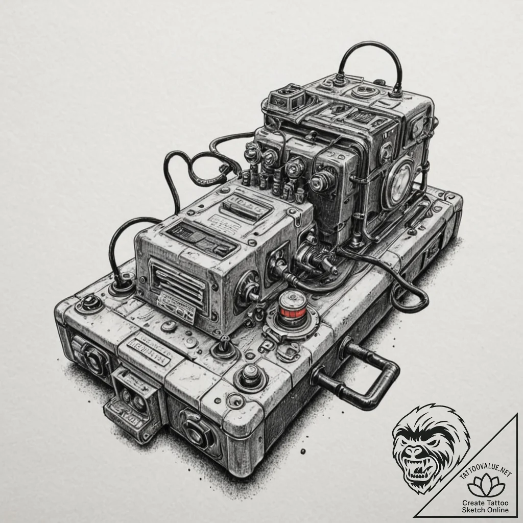 A ghostbusters ghost trap, artistic tattoo sk... - tattoo sketch (№1751106324_0, 28.06.2025 10:25) — tattoovalue.net