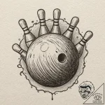 A linework tattoo of the bowling ball and pin… – tattoo sketch (№1751106817_0, 28.06.2025 10:33) — tattoovalue.net