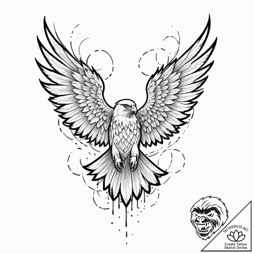 A linework tattoo of the atreides hawk symbol... - tattoo sketch (№1751106940_0, 28.06.2025 10:35) — tattoovalue.net