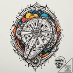 The millennium falcon, tattoo flash sheet des… – tattoo sketch (№1751107225_0, 28.06.2025 10:40) — tattoovalue.net