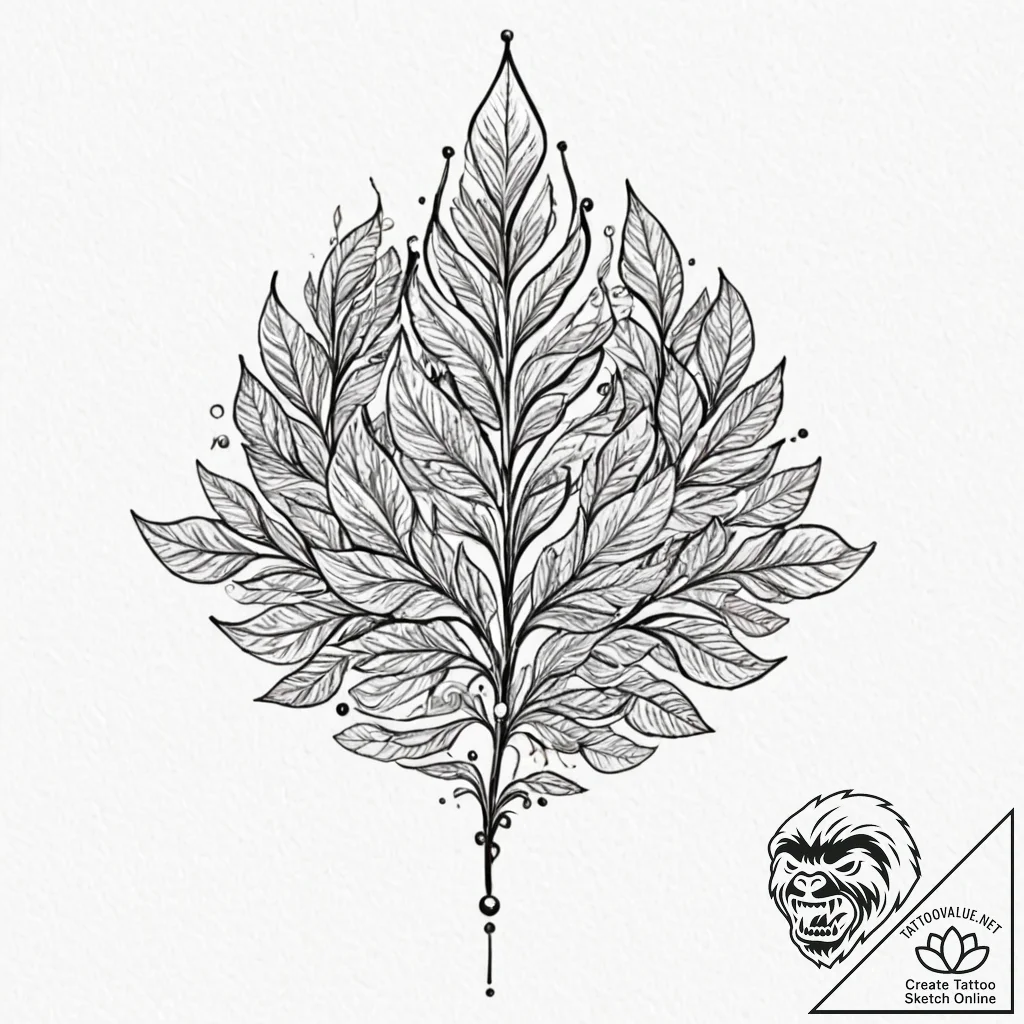 A neo-traditional tattoo of the leaf of lórie... - tattoo sketch (№1751107340_0, 28.06.2025 10:42) — tattoovalue.net