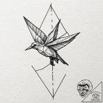 A linework tattoo of the origami bird made by… – tattoo sketch (№1751107525_0, 28.06.2025 10:45) — tattoovalue.net