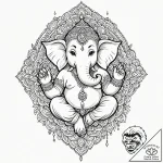Ganesha, tattoo flash sheet design, ornamenta… – tattoo sketch (№1751107639_0, 28.06.2025 10:47) — tattoovalue.net