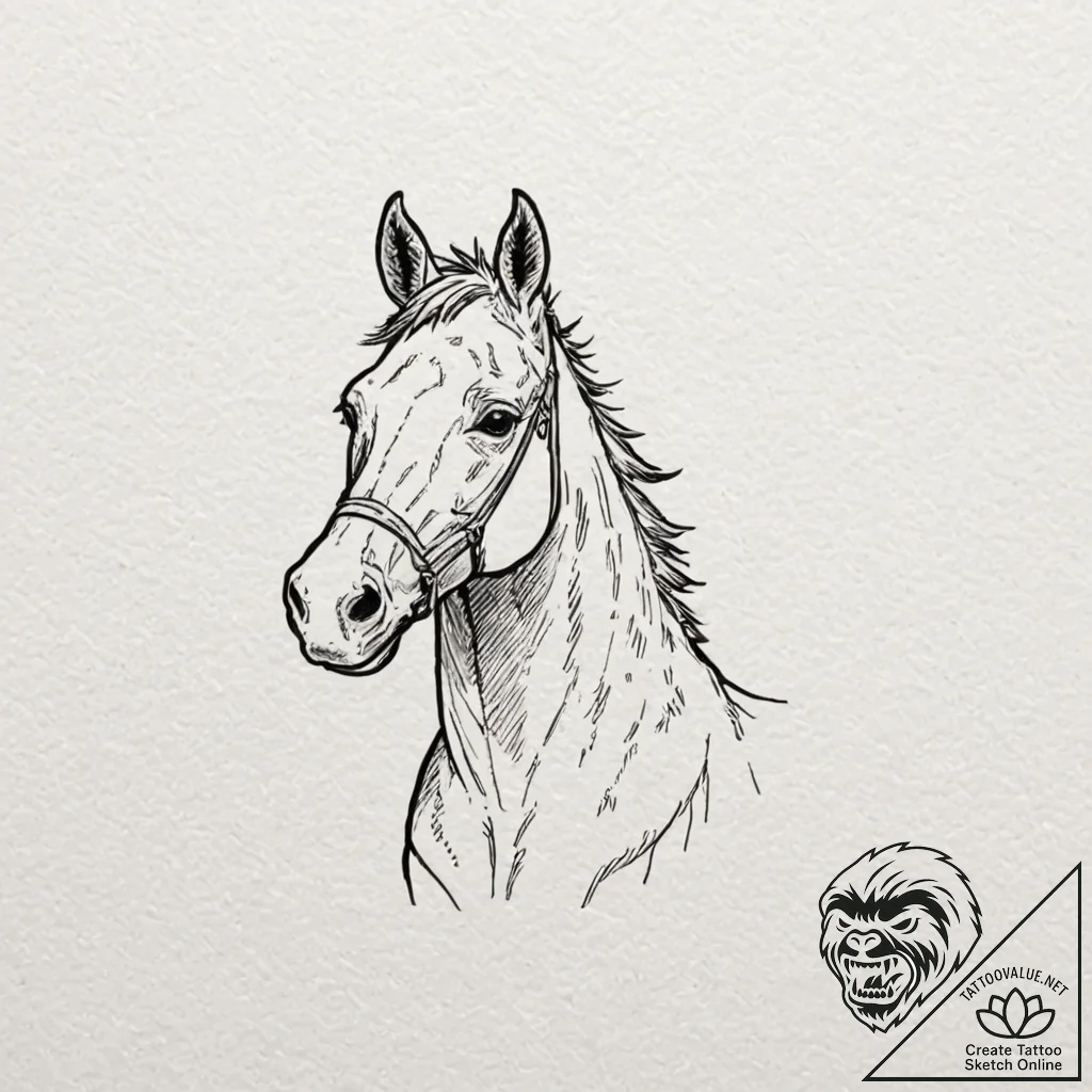 A watercolor sketch of bojack horseman, looki... - tattoo sketch (№1751107823_0, 28.06.2025 10:50) — tattoovalue.net