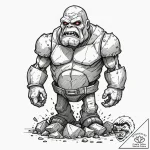 A sketch of a powerful golem made of stone an… – tattoo sketch (№1751108008_0, 28.06.2025 10:53) — tattoovalue.net