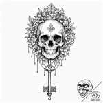 A skeleton key, tattoo flash sheet design, bl… – tattoo sketch (№1751108241_0, 28.06.2025 10:57) — tattoovalue.net