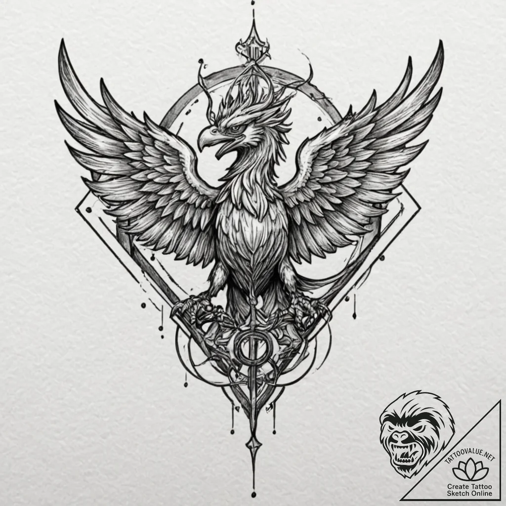 Linework tattoo of the harkonnen griffin symb... - tattoo sketch (№1751109132_0, 28.06.2025 11:12) — tattoovalue.net