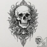 Memento mori (still life with a skull), tatto… – tattoo sketch (№1751109501_0, 28.06.2025 11:18) — tattoovalue.net