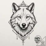 A geometric wolf head, tattoo line art, vibra… – tattoo sketch (№1751109685_0, 28.06.2025 11:21) — tattoovalue.net