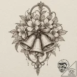 Bells (flower), tattoo sketch design, sepia t… – tattoo sketch (№1751110166_0, 28.06.2025 11:29) — tattoovalue.net
