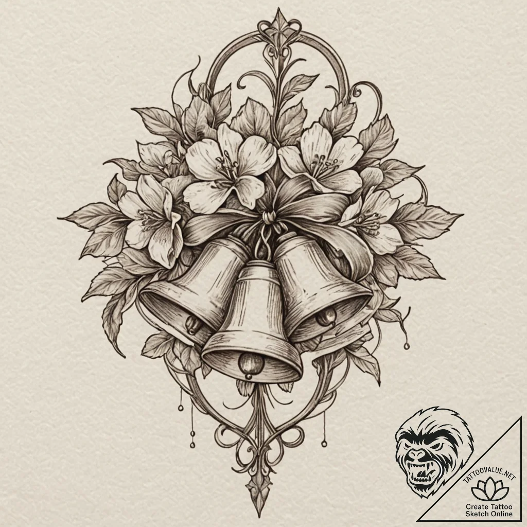 Bells (flower), tattoo sketch design, sepia t... - tattoo sketch (№1751110166_0, 28.06.2025 11:29) — tattoovalue.net