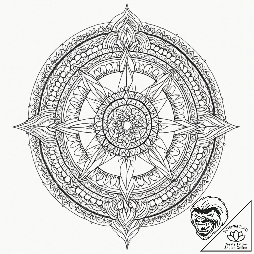 A dotwork mandala of the bene gesserit "fear... - tattoo sketch (№1751110841_0, 28.06.2025 11:40) — tattoovalue.net
