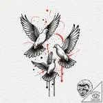 Doves, ink illustration for tattoo, unique de… – tattoo sketch (№1751111087_0, 28.06.2025 11:44) — tattoovalue.net