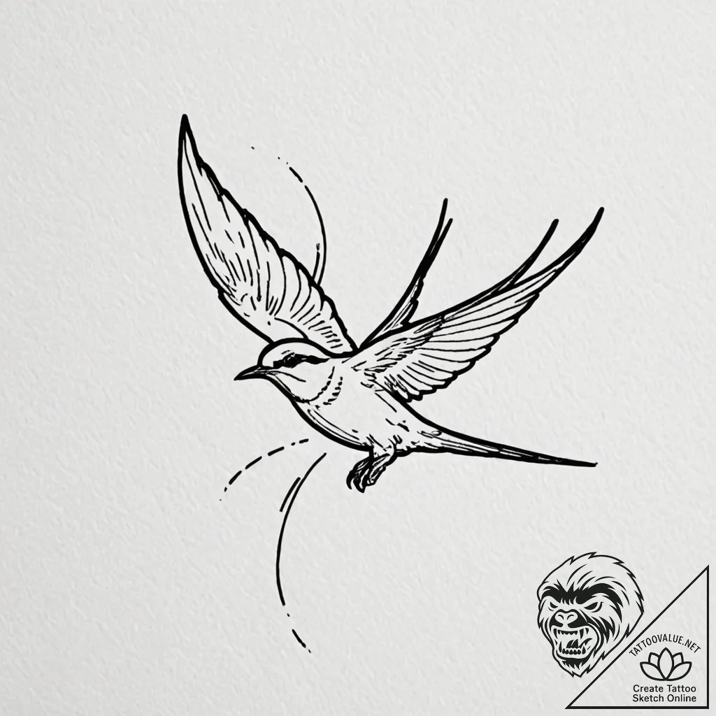 Swallow, tattoo drawing outline, linework tat... - tattoo sketch (№1751111320_0, 28.06.2025 11:48) — tattoovalue.net