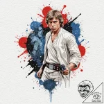 Trash polka style tattoo of luke skywalker fa… – tattoo sketch (№1751111504_0, 28.06.2025 11:51) — tattoovalue.net