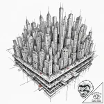 A watercolor sketch of the folded city scene… – tattoo sketch (№1751111688_0, 28.06.2025 11:54) — tattoovalue.net