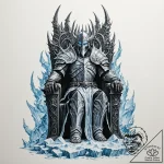 Lich king on a throne of ice and bone – tattoo sketch (№1751113531_0, 28.06.2025 12:25) — tattoovalue.net
