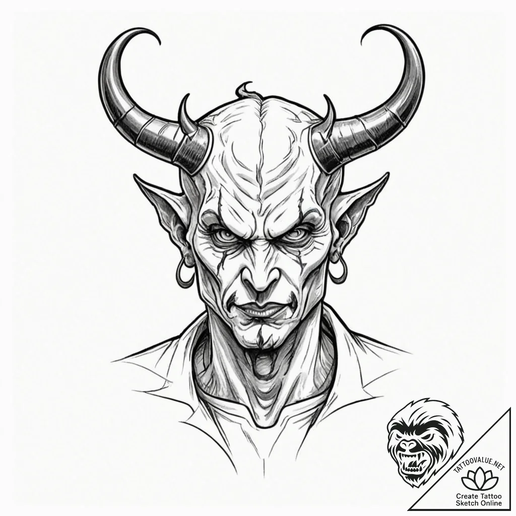 Devil - tattoo sketch (№1751113601_0, 28.06.2025 12:26) — tattoovalue.net