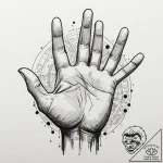 A minimalist tattoo of the vulcan salute, “li… – tattoo sketch (№1751116292_0, 28.06.2025 13:11) — tattoovalue.net