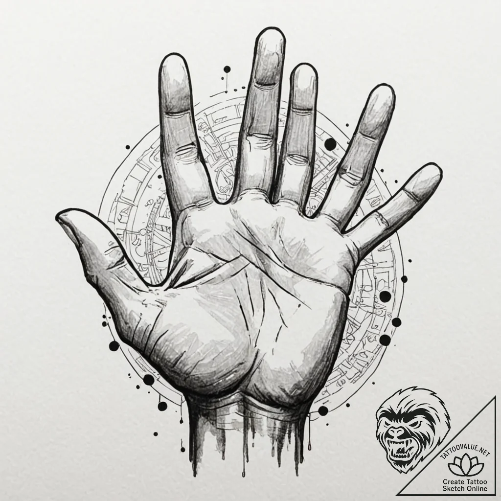 A minimalist tattoo of the vulcan salute, "li... - tattoo sketch (№1751116292_0, 28.06.2025 13:11) — tattoovalue.net
