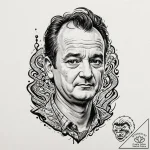A sketch of bill murray’s face, with a deadpa… – tattoo sketch (№1751116417_0, 28.06.2025 13:13) — tattoovalue.net