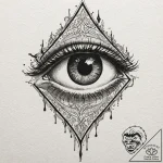 Trash polka style tattoo of the eye of sauron… – tattoo sketch (№1751116531_0, 28.06.2025 13:15) — tattoovalue.net