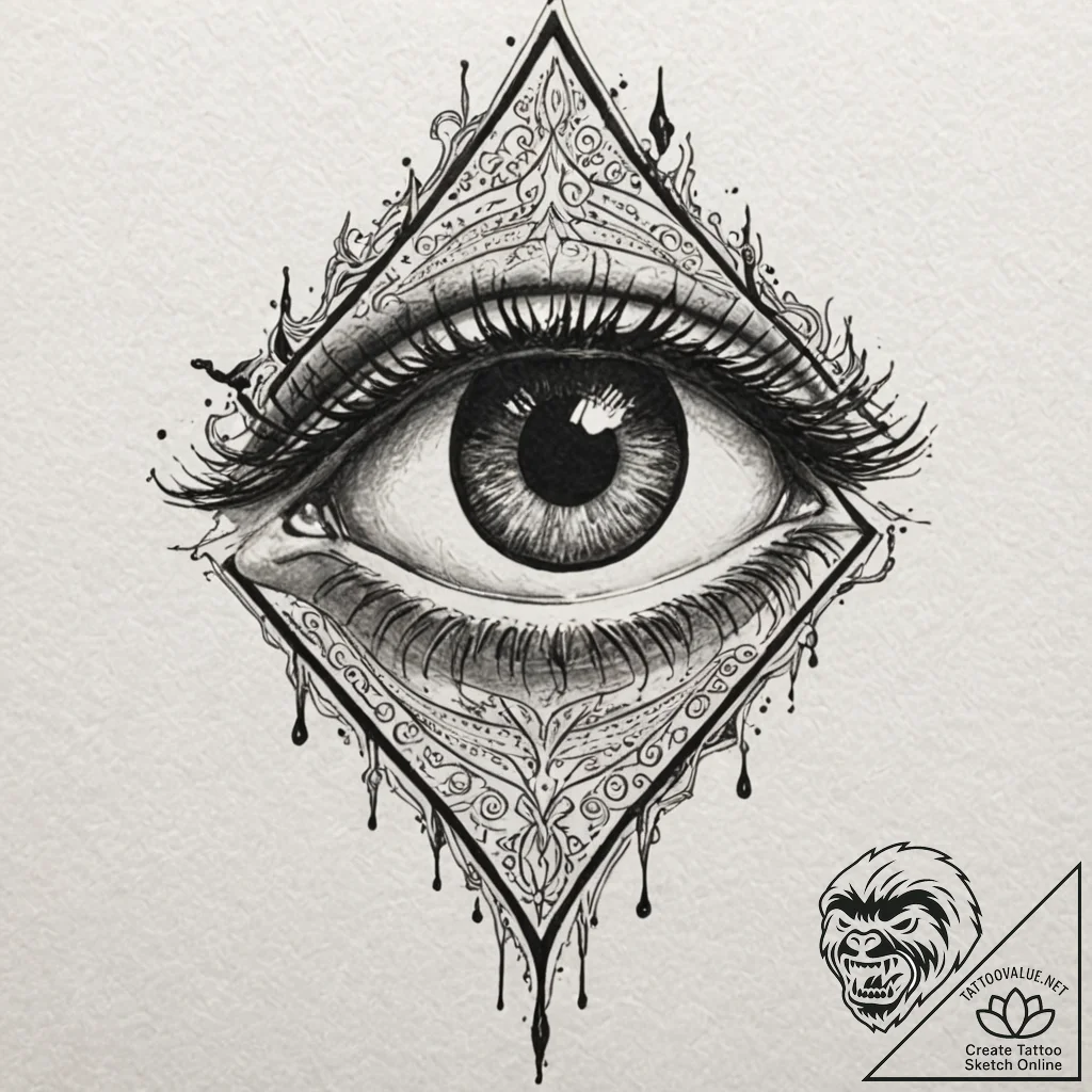 Trash polka style tattoo of the eye of sauron... - tattoo sketch (№1751116531_0, 28.06.2025 13:15) — tattoovalue.net