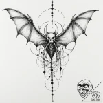 A bat skeleton, tattoo drawing outline, black… – tattoo sketch (№1751116652_0, 28.06.2025 13:17) — tattoovalue.net