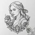 A neo-traditional portrait of daenerys targar… – tattoo sketch (№1751117482_0, 28.06.2025 13:31) — tattoovalue.net