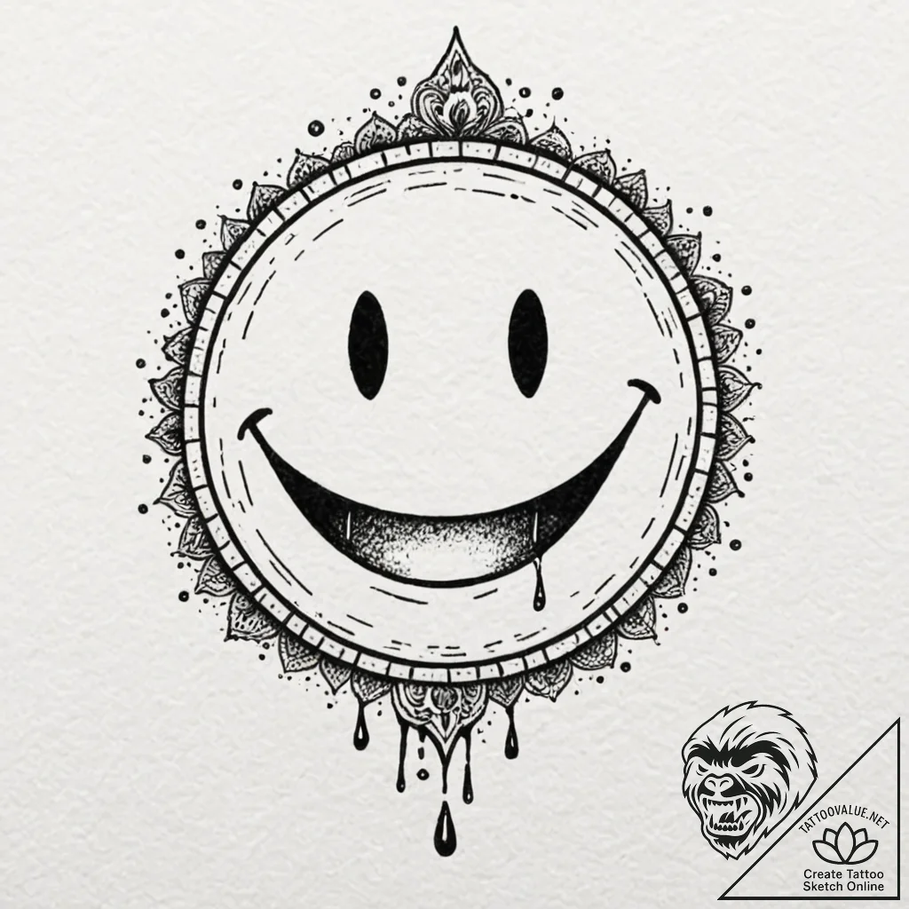 A minimalist tattoo of the comedian's smiley... - tattoo sketch (№1751117667_0, 28.06.2025 13:34) — tattoovalue.net
