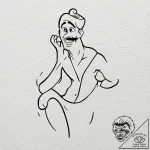 A sketch of the genie from aladdin, “you ain’… – tattoo sketch (№1751117785_0, 28.06.2025 13:36) — tattoovalue.net