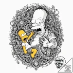 A trash polka tattoo of homer simpson strangl… – tattoo sketch (№1751118279_0, 28.06.2025 13:44) — tattoovalue.net