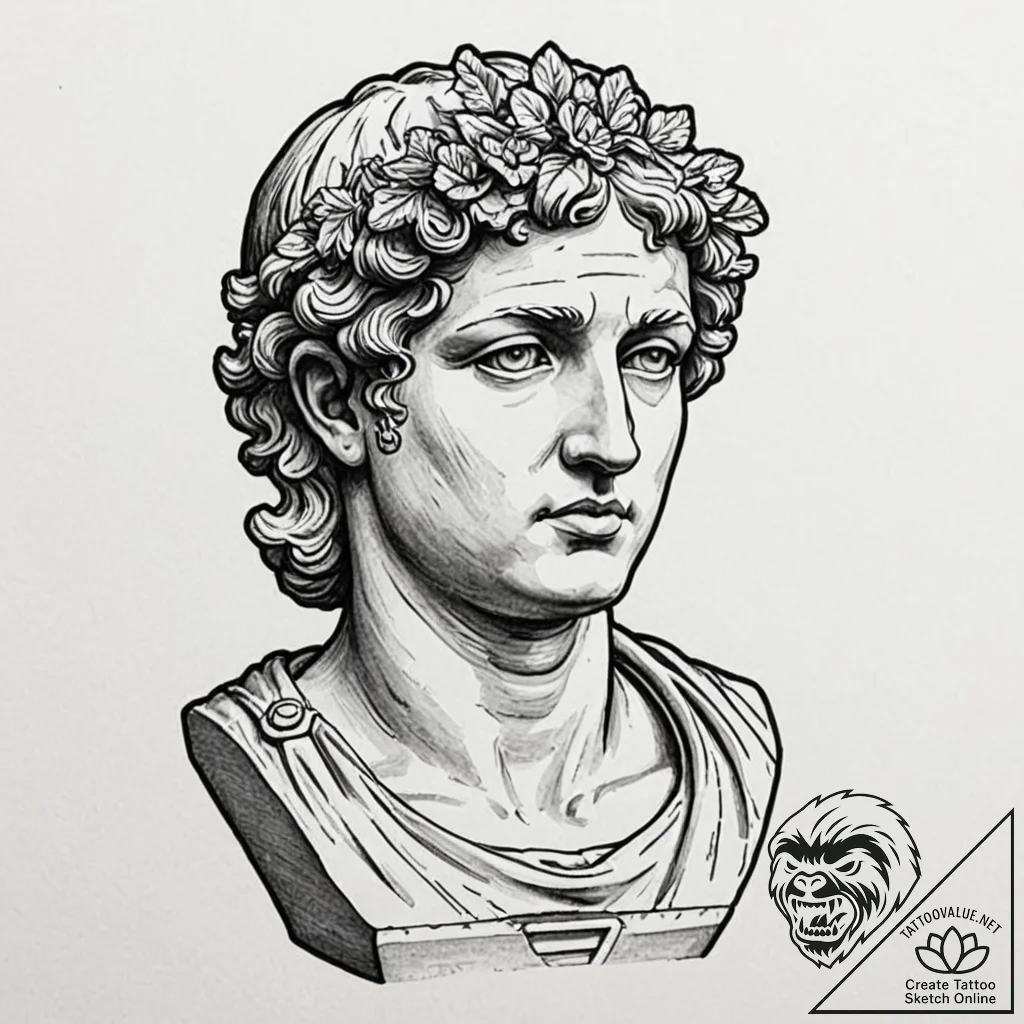 Vaporwave bust of a roman statue, concept art... - tattoo sketch (№1751119244_0, 28.06.2025 14:00) — tattoovalue.net