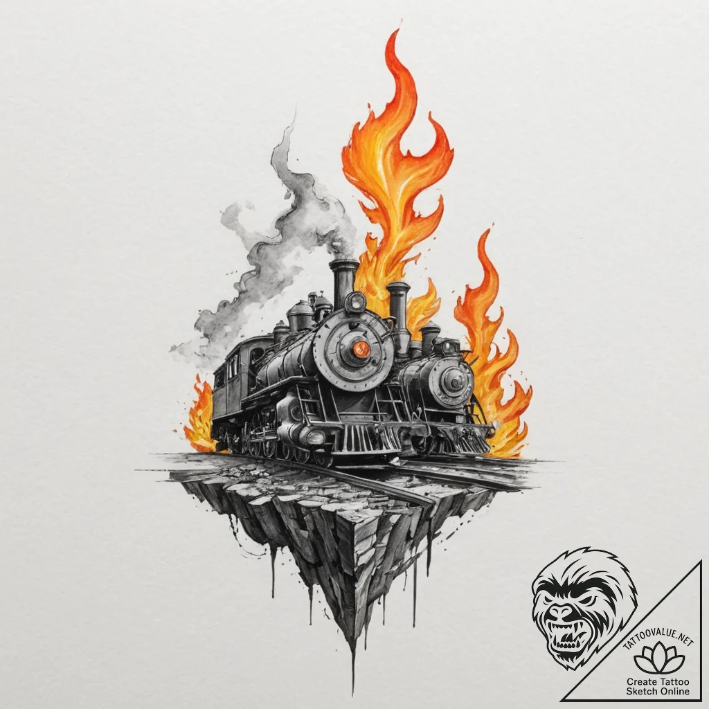 A watercolor sketch of industrial birmingham,... - tattoo sketch (№1751120617_0, 28.06.2025 14:23) — tattoovalue.net