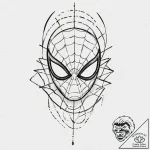 A trash polka tattoo of spider-man’s mask, ha… – tattoo sketch (№1751120802_0, 28.06.2025 14:26) — tattoovalue.net