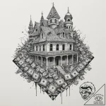 бумажный дом (money heist / la casa de papel)… – tattoo sketch (№1751121726_0, 28.06.2025 14:42) — tattoovalue.net