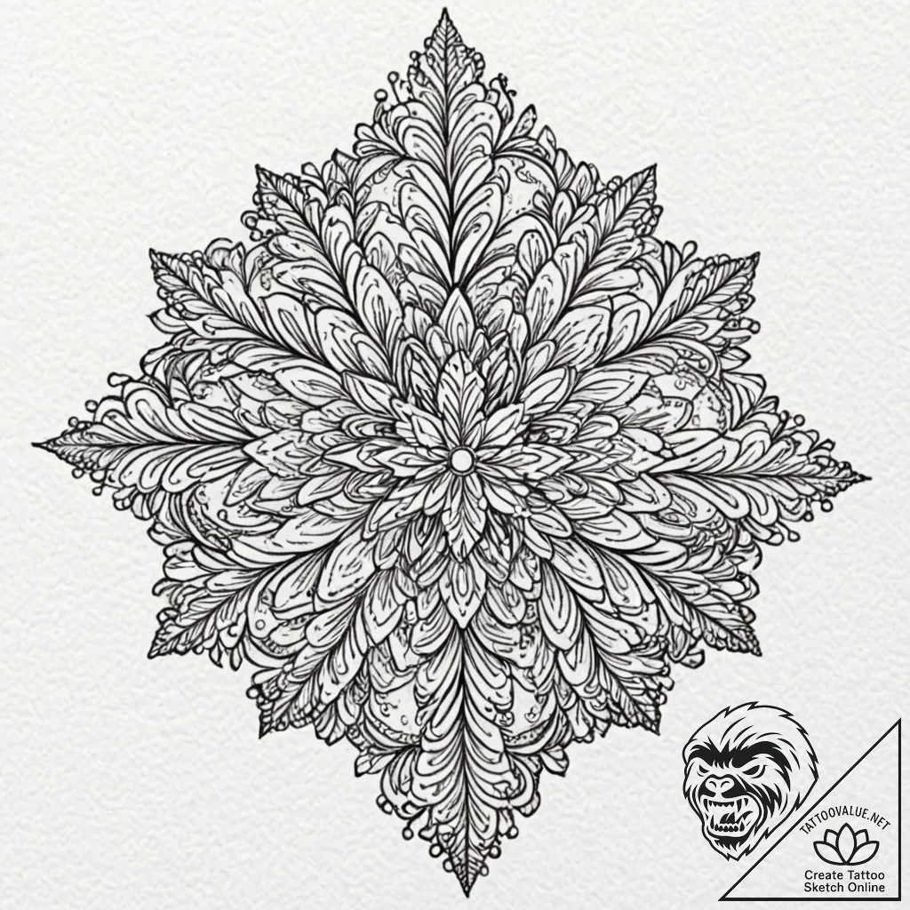 Snowflake, tattoo flash sheet design, soft wh... - tattoo sketch (№1751124472_0, 28.06.2025 15:27) — tattoovalue.net