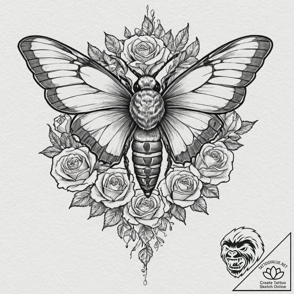A death's-head hawkmoth, concept art for tatt... - tattoo sketch (№1751125005_0, 28.06.2025 15:36) — tattoovalue.net