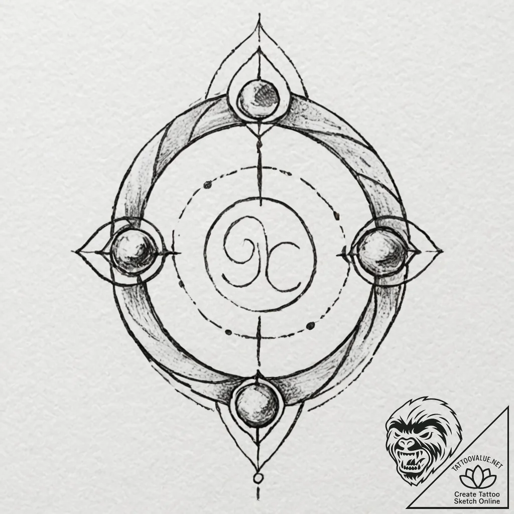 133. a linework tattoo of the four elemental... - tattoo sketch (№1751125110_0, 28.06.2025 15:38) — tattoovalue.net
