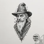 A neo-traditional portrait of merlin the wiza… – tattoo sketch (№1751125342_0, 28.06.2025 15:42) — tattoovalue.net