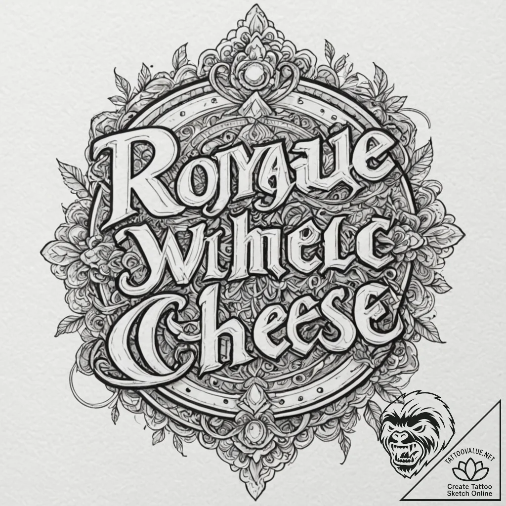 Chicano lettering tattoo of "royale with chee... - tattoo sketch (№1751125794_0, 28.06.2025 15:49) — tattoovalue.net