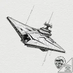 Linework design of a star destroyer, seen fro… – tattoo sketch (№1751126455_0, 28.06.2025 16:00) — tattoovalue.net