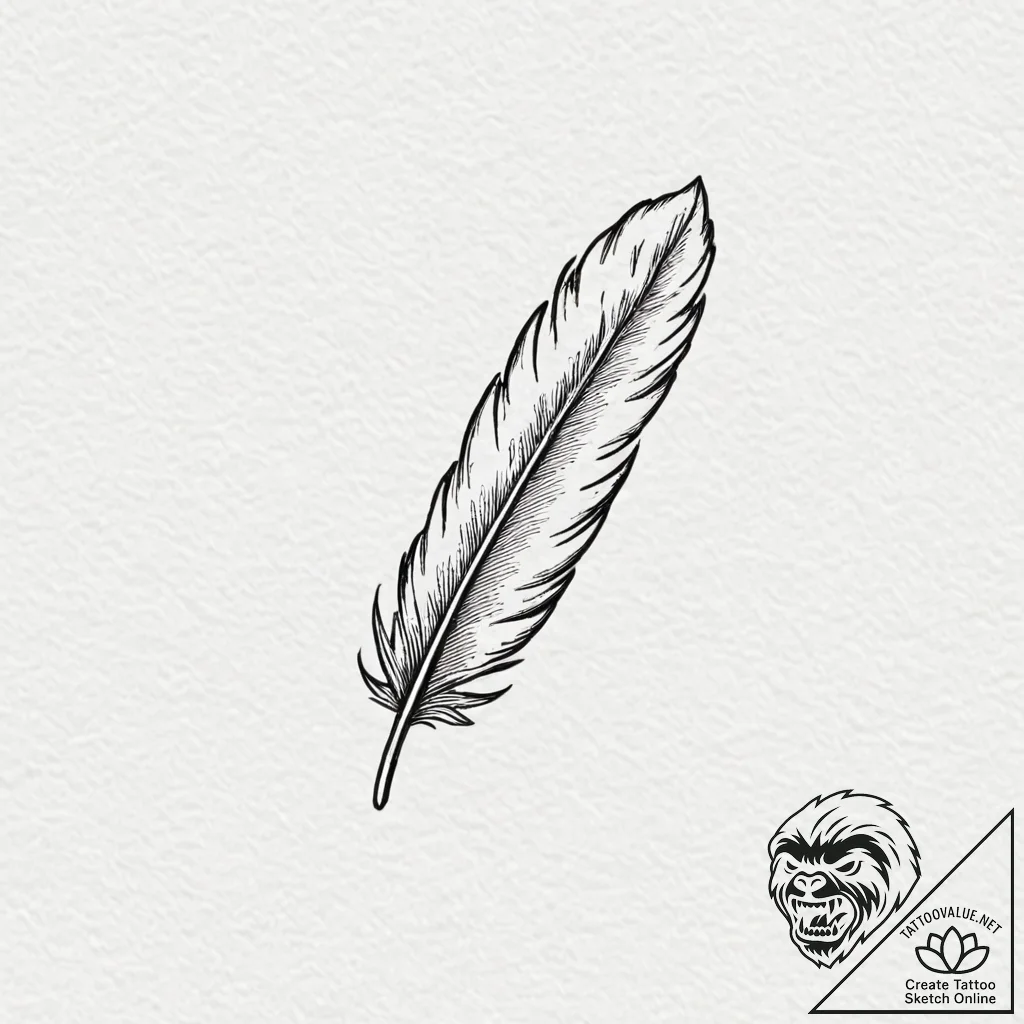 A burning feather, tattoo sketch design, blac... - tattoo sketch (№1751126673_0, 28.06.2025 16:04) — tattoovalue.net