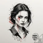 A graphic novel panel of the bloody snow from… – tattoo sketch (№1751127100_0, 28.06.2025 16:11) — tattoovalue.net