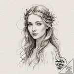 A watercolor portrait of galadriel, surrounde… – tattoo sketch (№1751127252_0, 28.06.2025 16:14) — tattoovalue.net