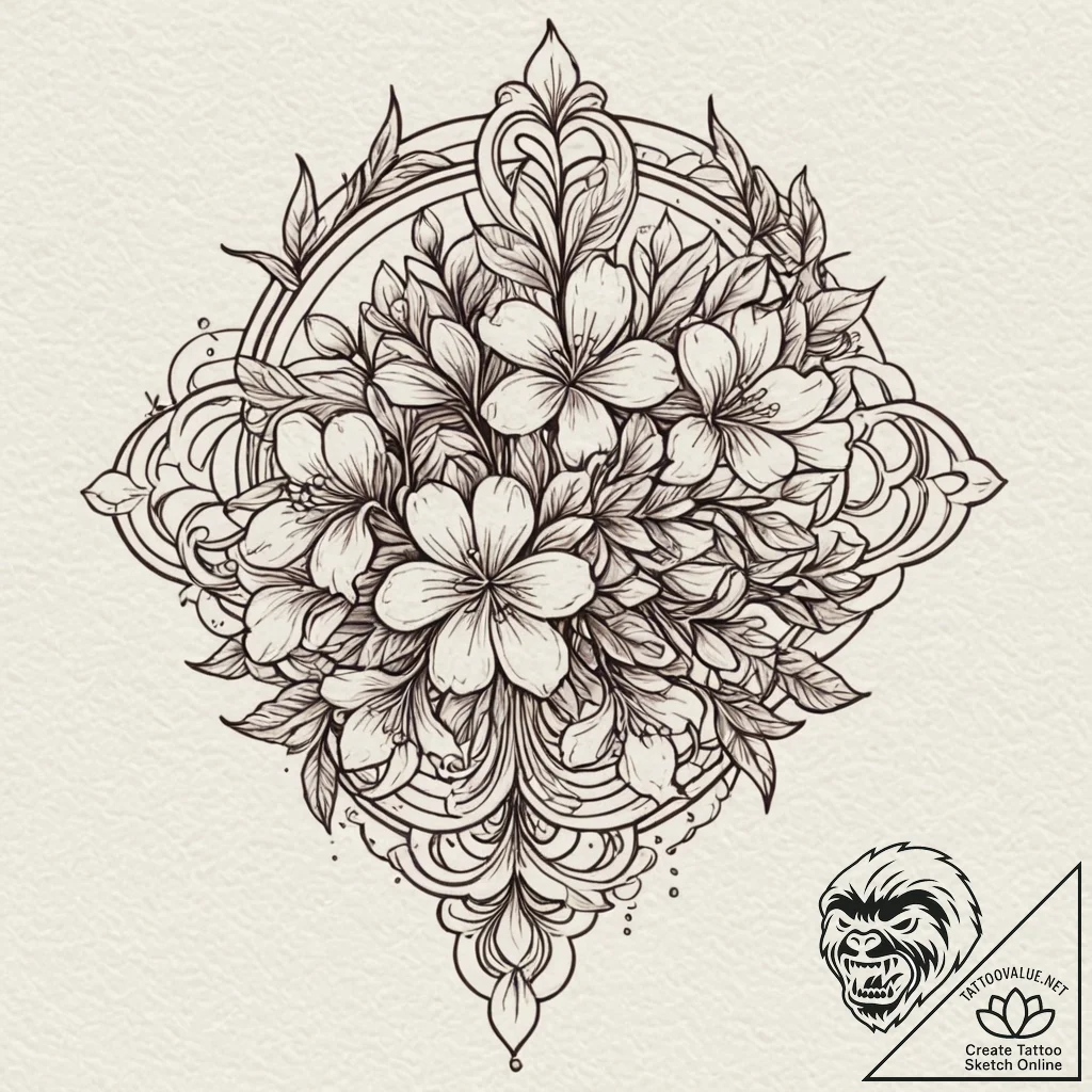 Lilac, tattoo flash sheet design, neo traditi... - tattoo sketch (№1751127622_0, 28.06.2025 16:20) — tattoovalue.net